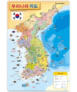 우리나라 대한민국 지도 195조각 4절 퍼즐-칭찬나라큰나라